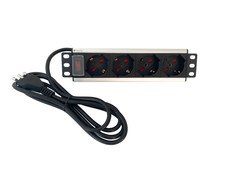Multipresa 4 Posti UNEL da Rack 10" 1,5U - Techly Professional I-CASE M10-4P