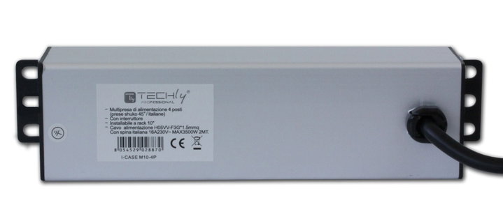 Multipresa 4 Posti UNEL da Rack 10" 1,5U - Techly Professional I-CASE M10-4P