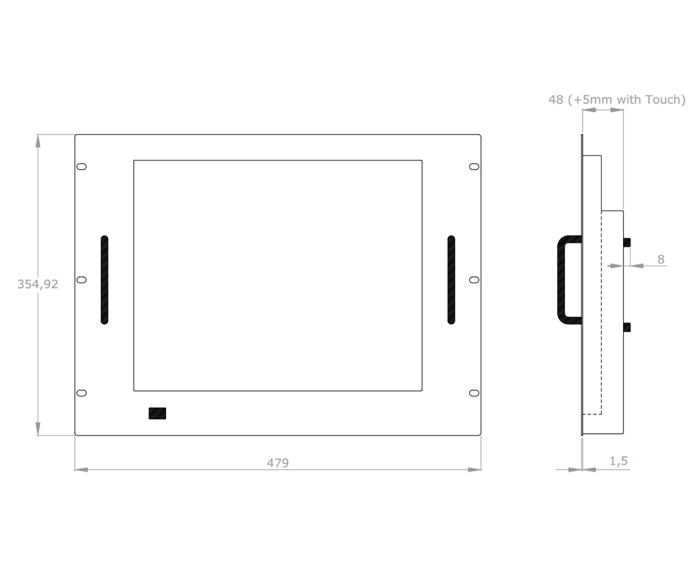 Monitor LCD 17'' Touch Screen per Rack 19'' 8 Unità Nero - Techly Professional I-CASE MONI-TOU