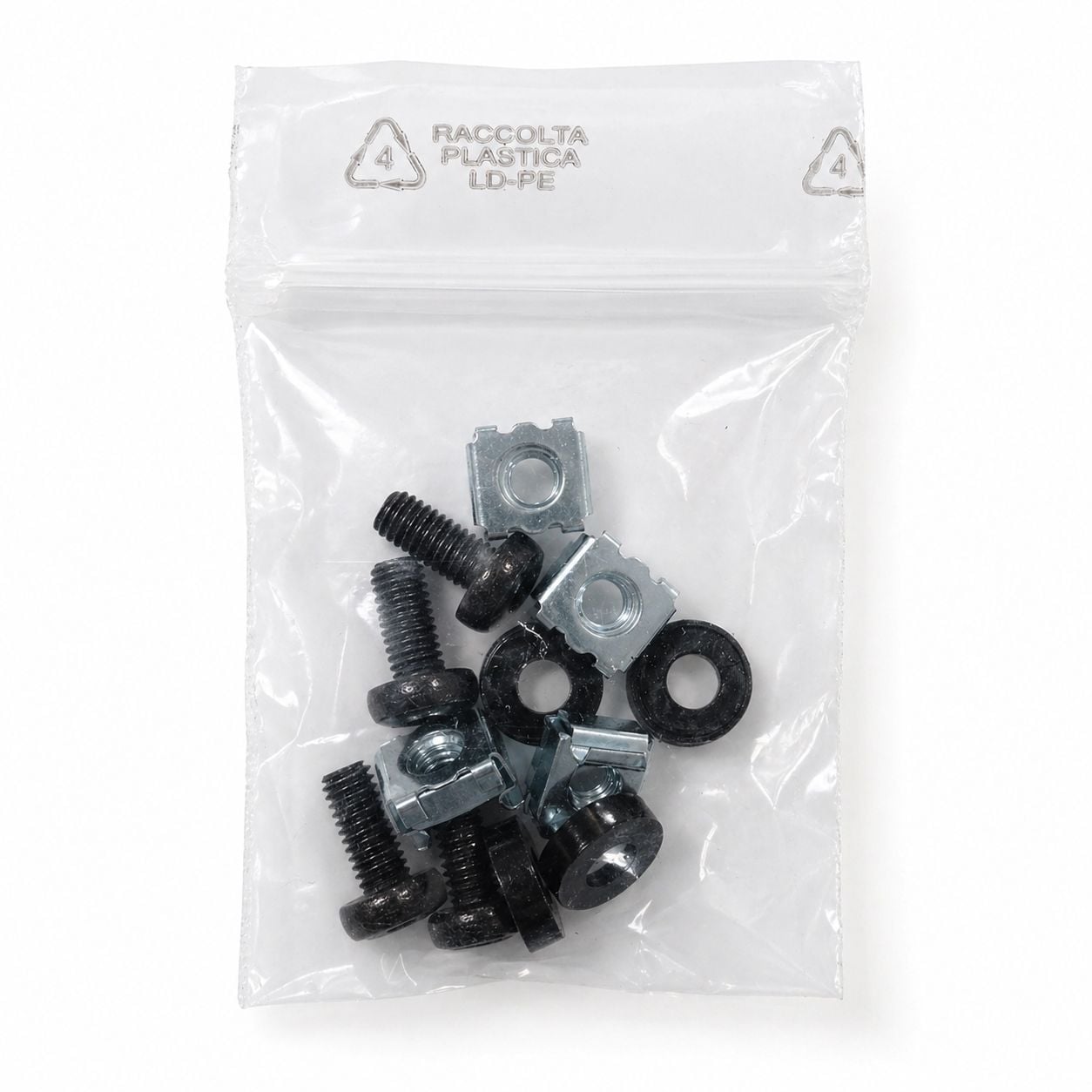 Kit Set 4 Viti 4 Dadi e 4 Rondelle per Montaggio Rack Nero - Intellinet I-CASE MOUNT-BK