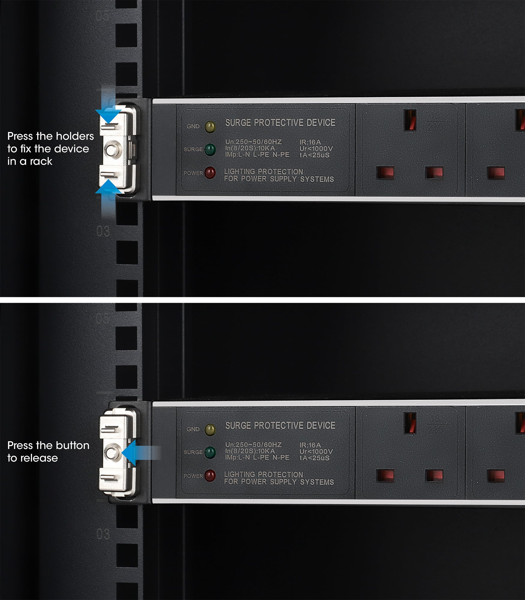 Confezione da 2 pz Clip di Montaggio su Rack 1U Senza Attrezzi - Intellinet I-CASE MOUNT-QFIX