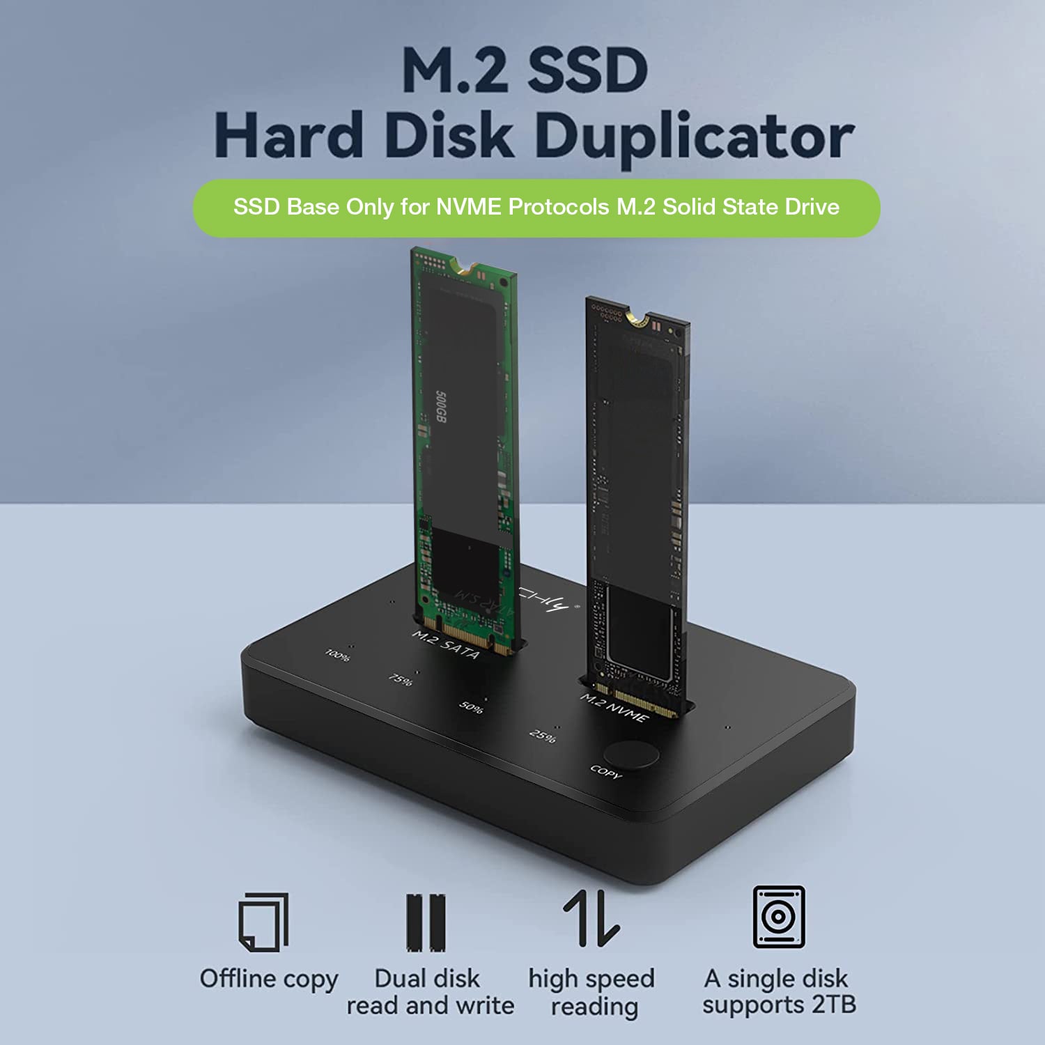 Docking Station Dual-Bay SSD M.2 NVMe PCIe SATA 10 Gbps Clone - Techly I-CASE NVME-CLONE
