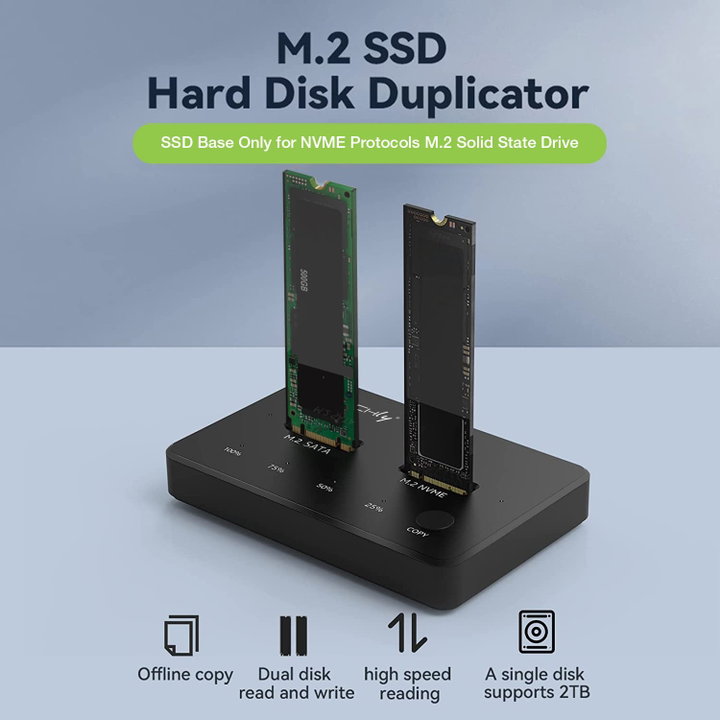 Docking Station Dual-Bay SSD M.2 NVMe PCIe SATA 10 Gbps Clone Offline - Techly I-CASE NVME-CLONE