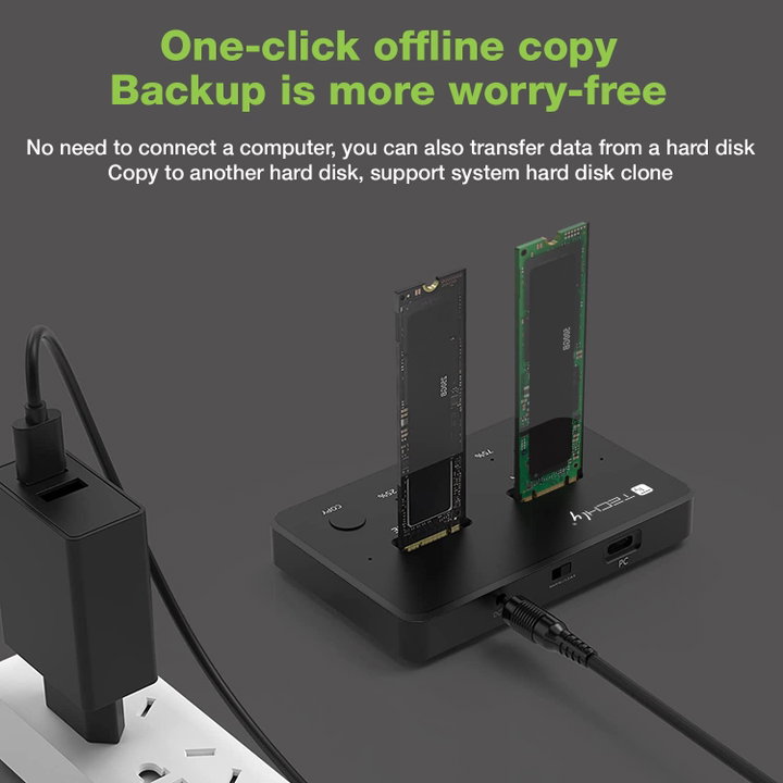 Docking Station Dual-Bay SSD M.2 NVMe PCIe SATA 10 Gbps Clone Offline - Techly I-CASE NVME-CLONE
