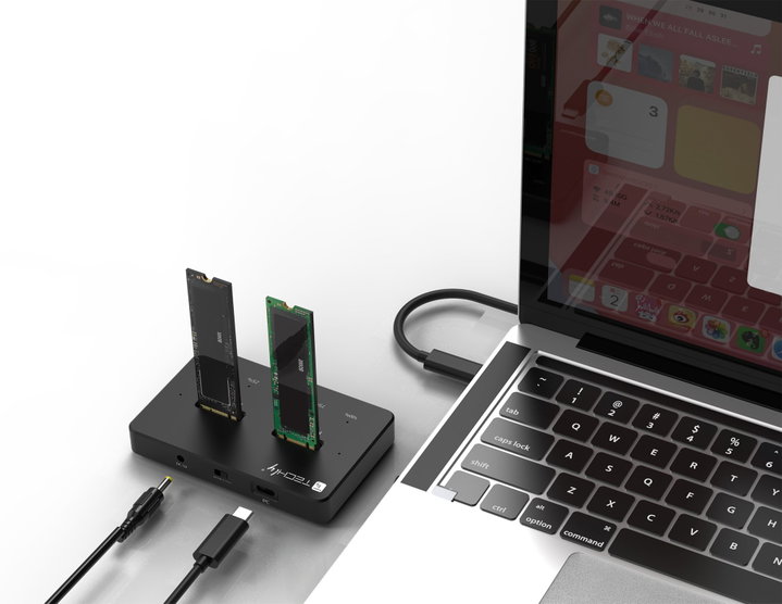 Docking Station Dual-Bay SSD M.2 NVMe PCIe SATA 10 Gbps Clone Offline - Techly I-CASE NVME-CLONE