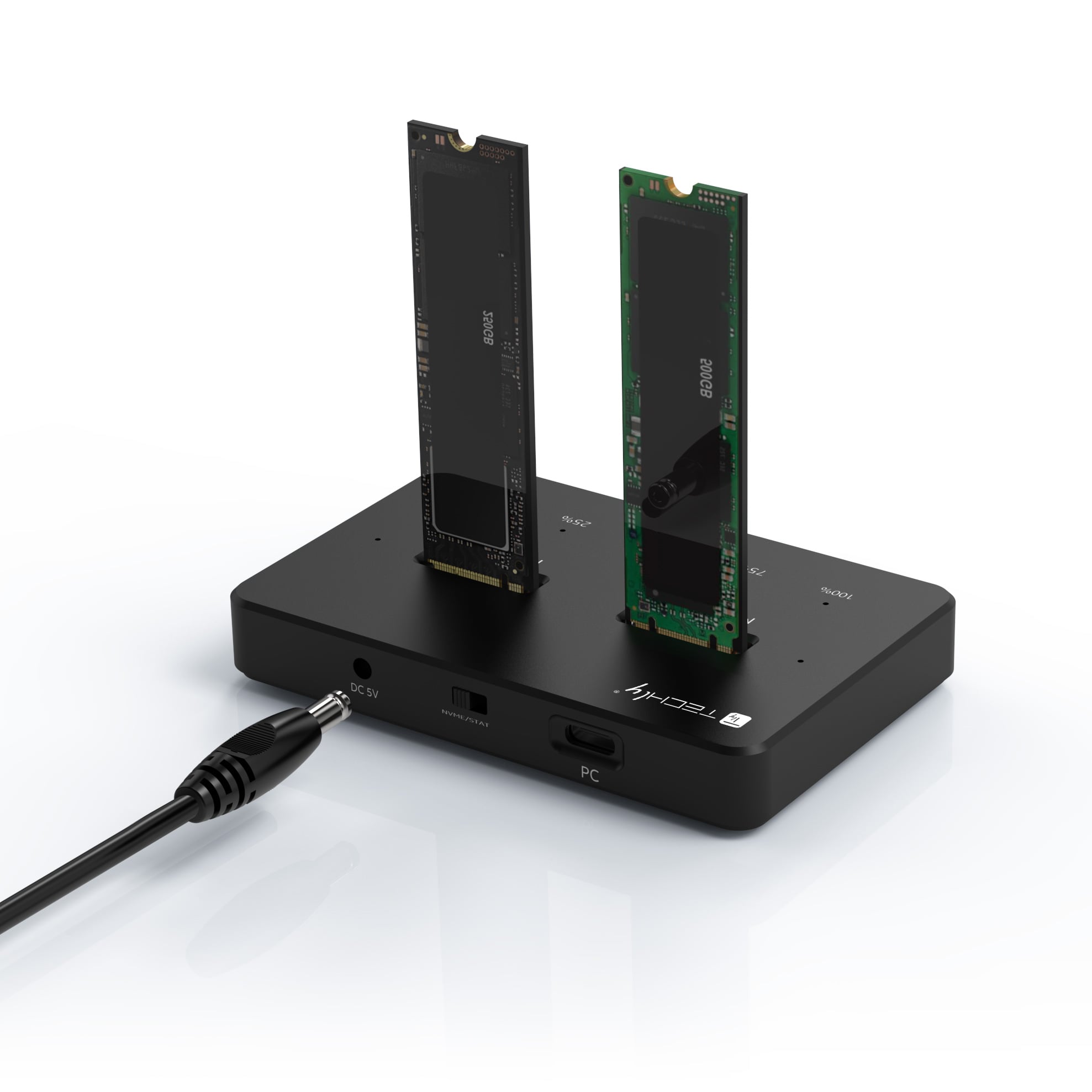 Docking Station Dual-Bay SSD M.2 NVMe PCIe SATA 10 Gbps Clone - Techly I-CASE NVME-CLONE