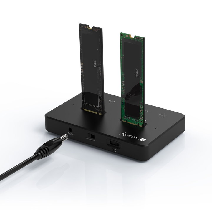Docking Station Dual-Bay SSD M.2 NVMe PCIe SATA 10 Gbps Clone Offline - Techly I-CASE NVME-CLONE