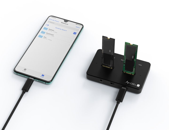 Docking Station Dual-Bay SSD M.2 NVMe PCIe SATA 10 Gbps Clone Offline - Techly I-CASE NVME-CLONE