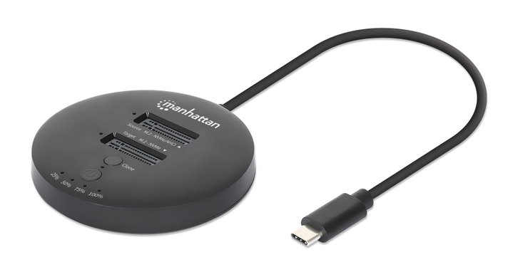 Docking Station Dual-Bay M.2 NVMe Clone SSD USB-C - Manhattan I-CASE NVME-CLONEMH
