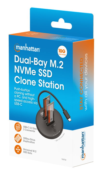 Docking Station Dual-Bay M.2 NVMe Clone SSD USB-C - Manhattan I-CASE NVME-CLONEMH