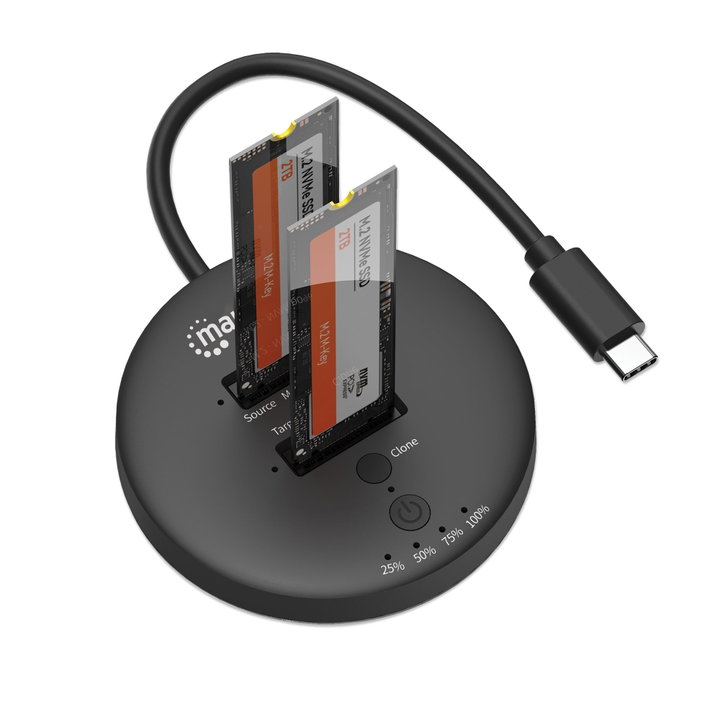 Docking Station Dual-Bay M.2 NVMe Clone SSD USB-C - Manhattan I-CASE NVME-CLONEMH