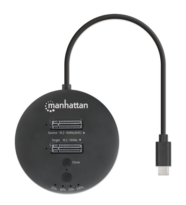 Docking Station Dual-Bay M.2 NVMe Clone SSD USB-C - Manhattan I-CASE NVME-CLONEMH