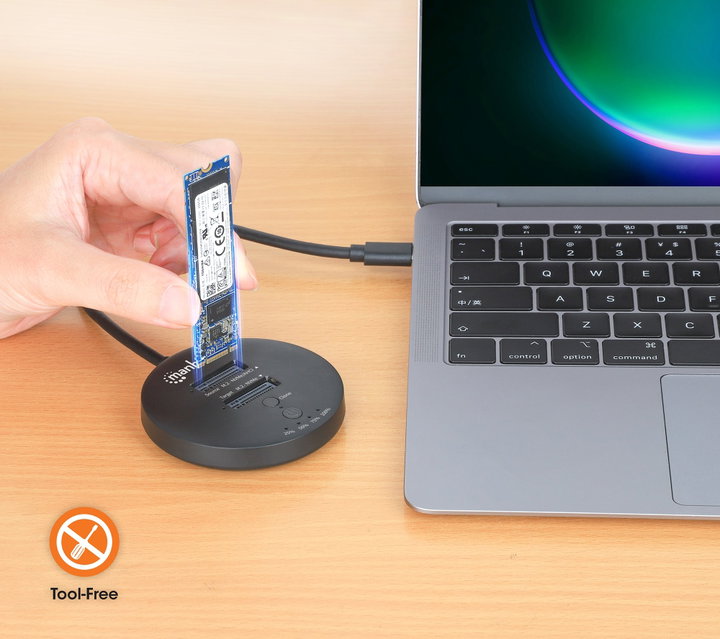 Docking Station Dual-Bay M.2 NVMe Clone SSD USB-C - Manhattan I-CASE NVME-CLONEMH