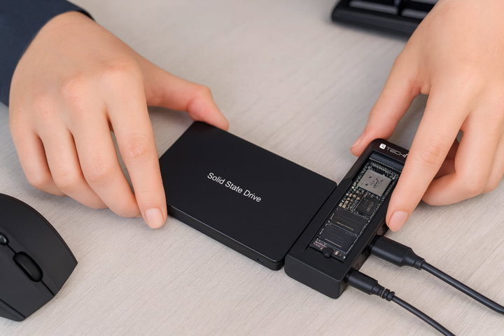 Adattatore/Duplicatore per HDD/SSD SATA 2.5/3.5 e SSD NVMe M.2 - Techly I-CASE NVME-SATA