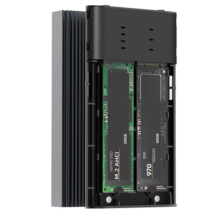 Box Esterno Duplicatore Clone Offline USB3.2 Gen 2x2 USB-C M.2 PCIe NVME 20 Gbps - Techly NP I-CASE NVME2-CLONE