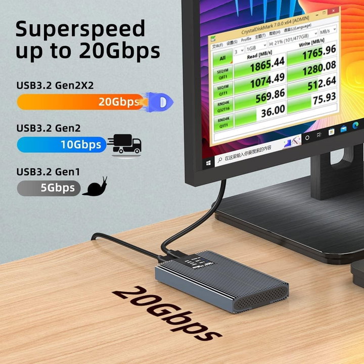 Box Esterno Duplicatore Clone Offline USB3.2 Gen 2x2 USB-C M.2 PCIe NVME 20 Gbps - Techly NP I-CASE NVME2-CLONE