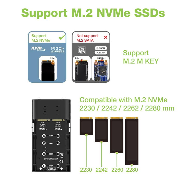 Box Esterno Duplicatore Clone Offline USB3.2 Gen 2x2 USB-C M.2 PCIe NVME 20 Gbps - Techly NP I-CASE NVME2-CLONE