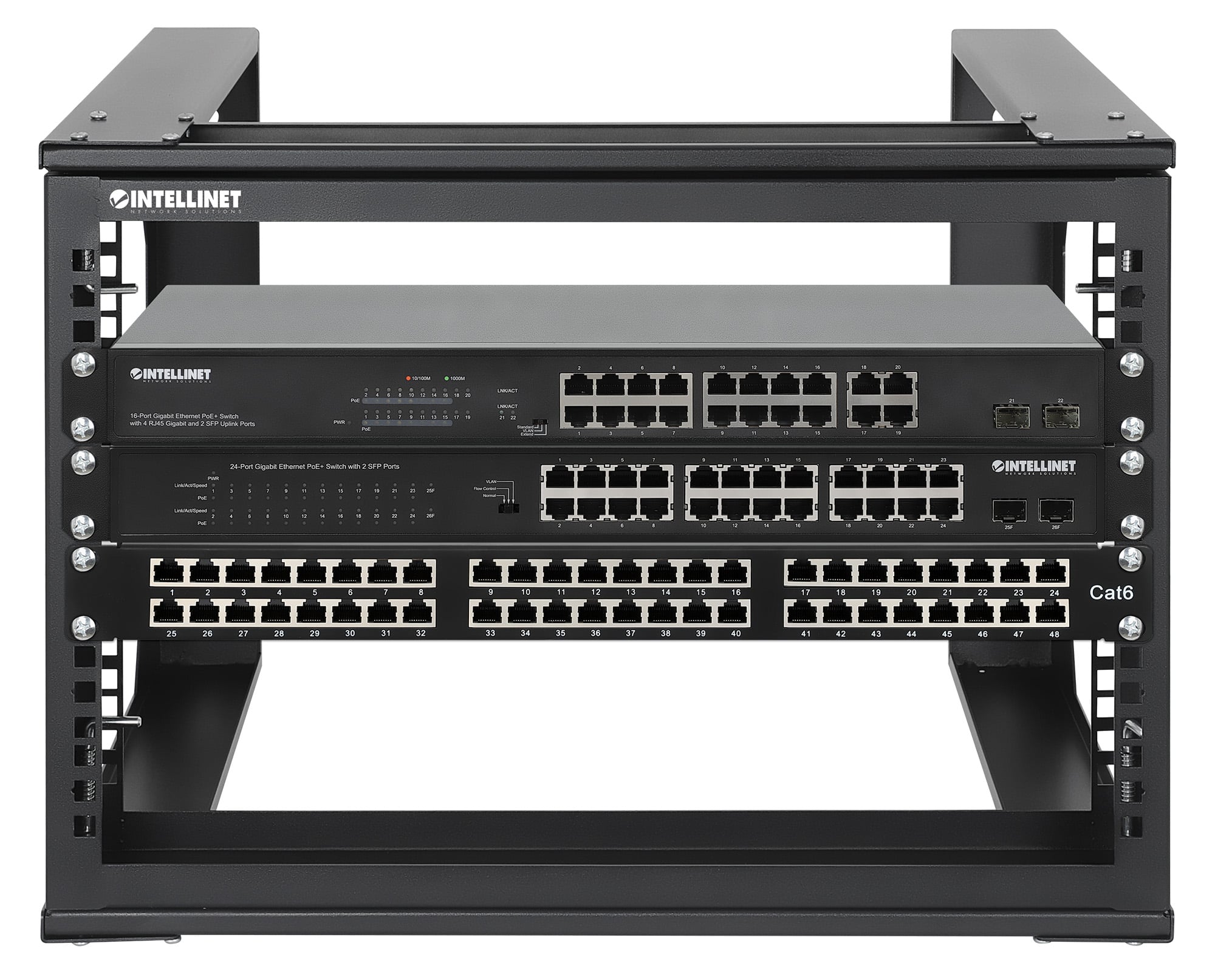 Armadio a Muro 19'' Open Frame 2 Montanti Flat Pack 6U - Intellinet I-CASE OFSW-0650FPBK