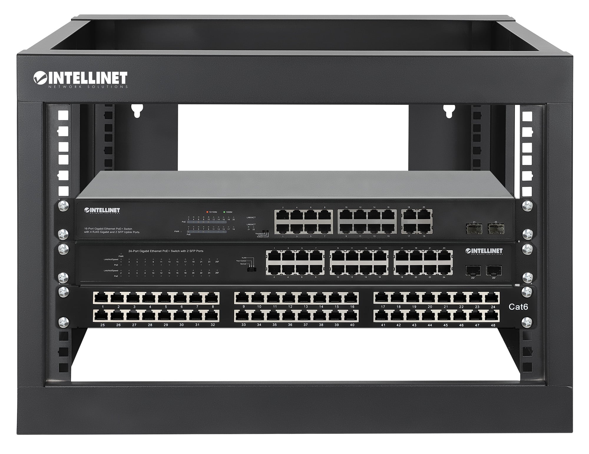 Armadio a Muro 19'' Open Frame 4 Montanti 6U - Intellinet I-CASE OFSW-0660BK