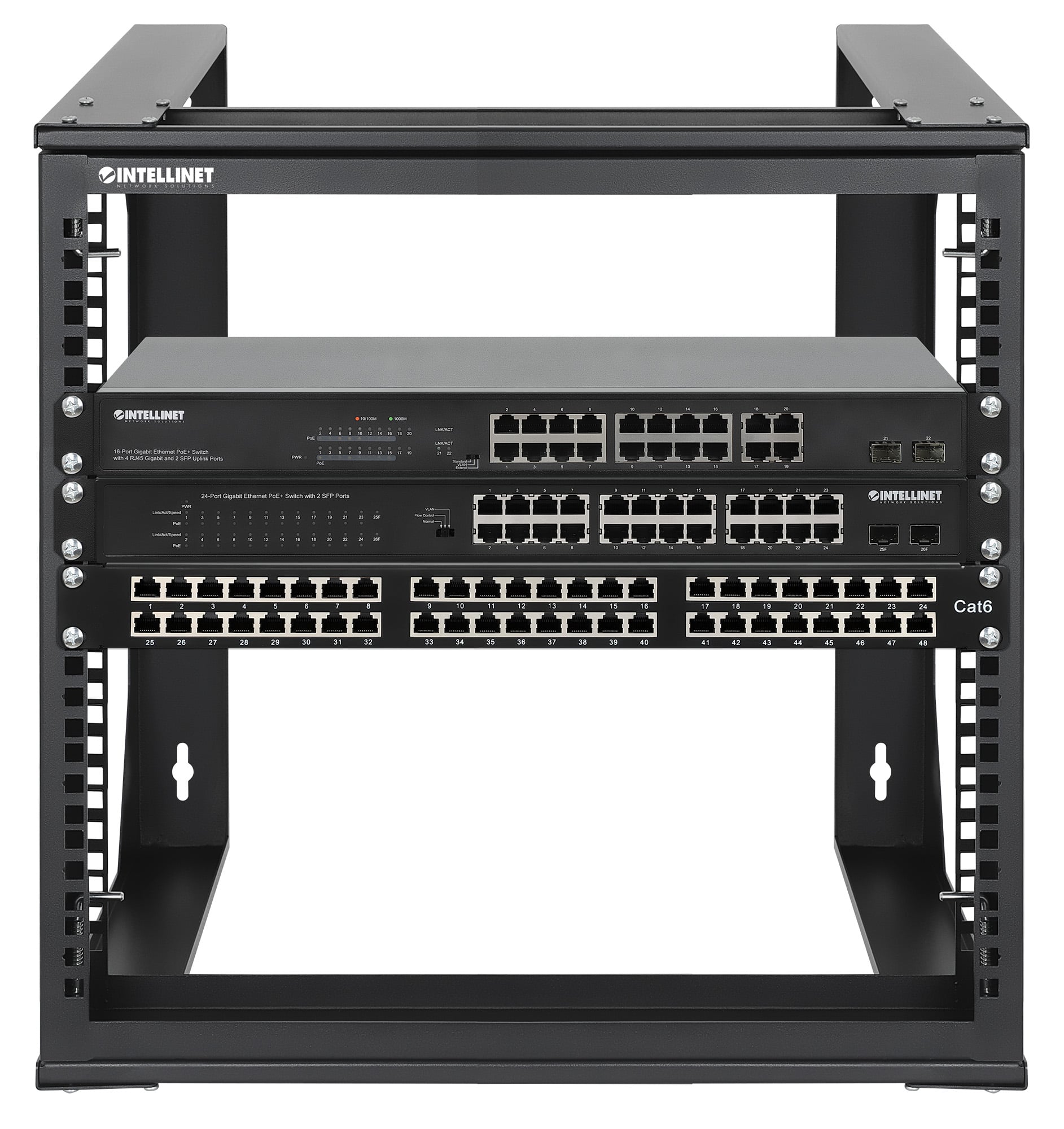 Armadio a Muro 19'' Open Frame 2 Montanti Flat Pack 9U - Intellinet I-CASE OFSW-0950FPBK