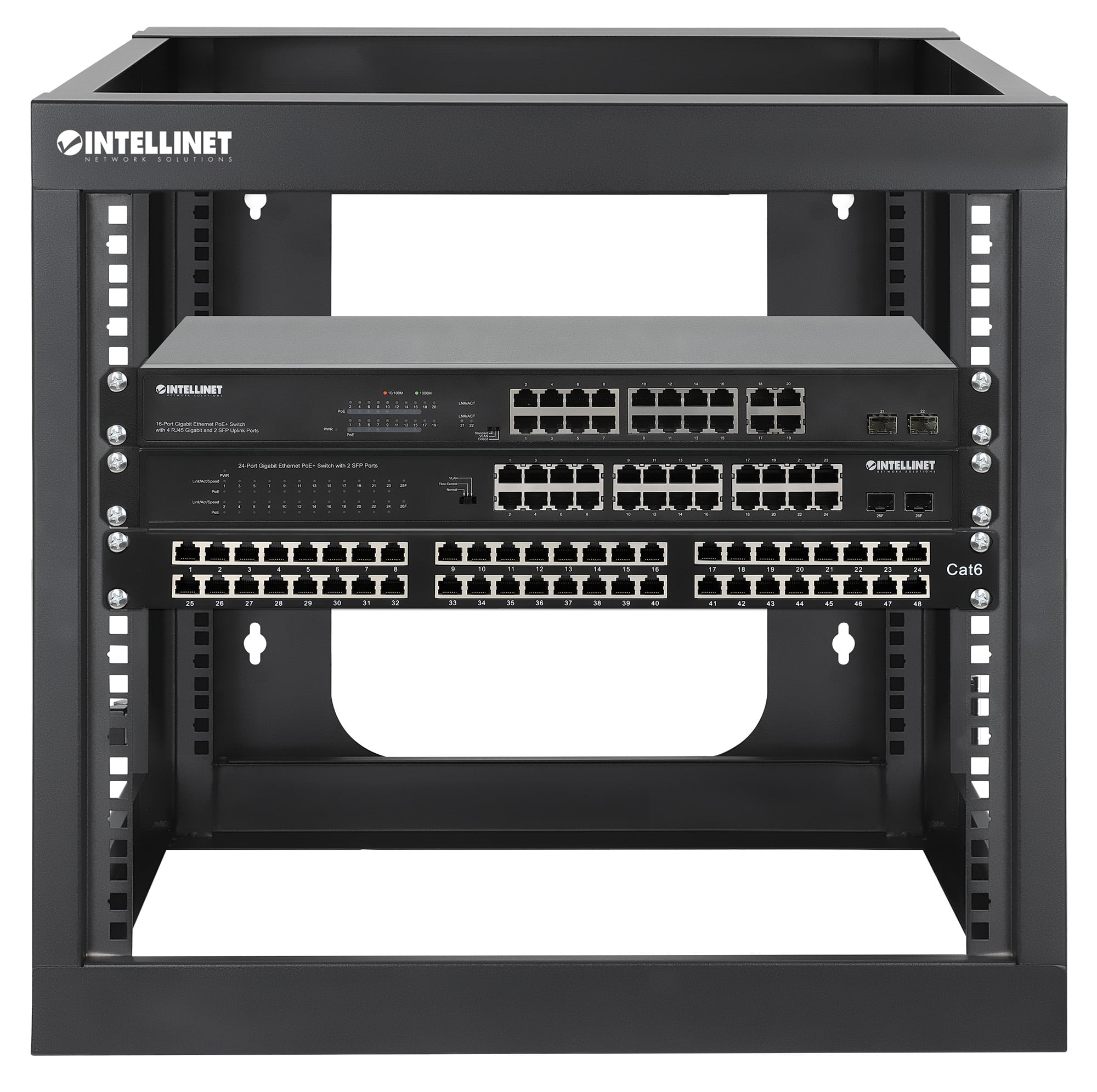 Armadio a Muro 19'' Open Frame 4 Montanti 9U - Intellinet I-CASE OFSW-0960BK