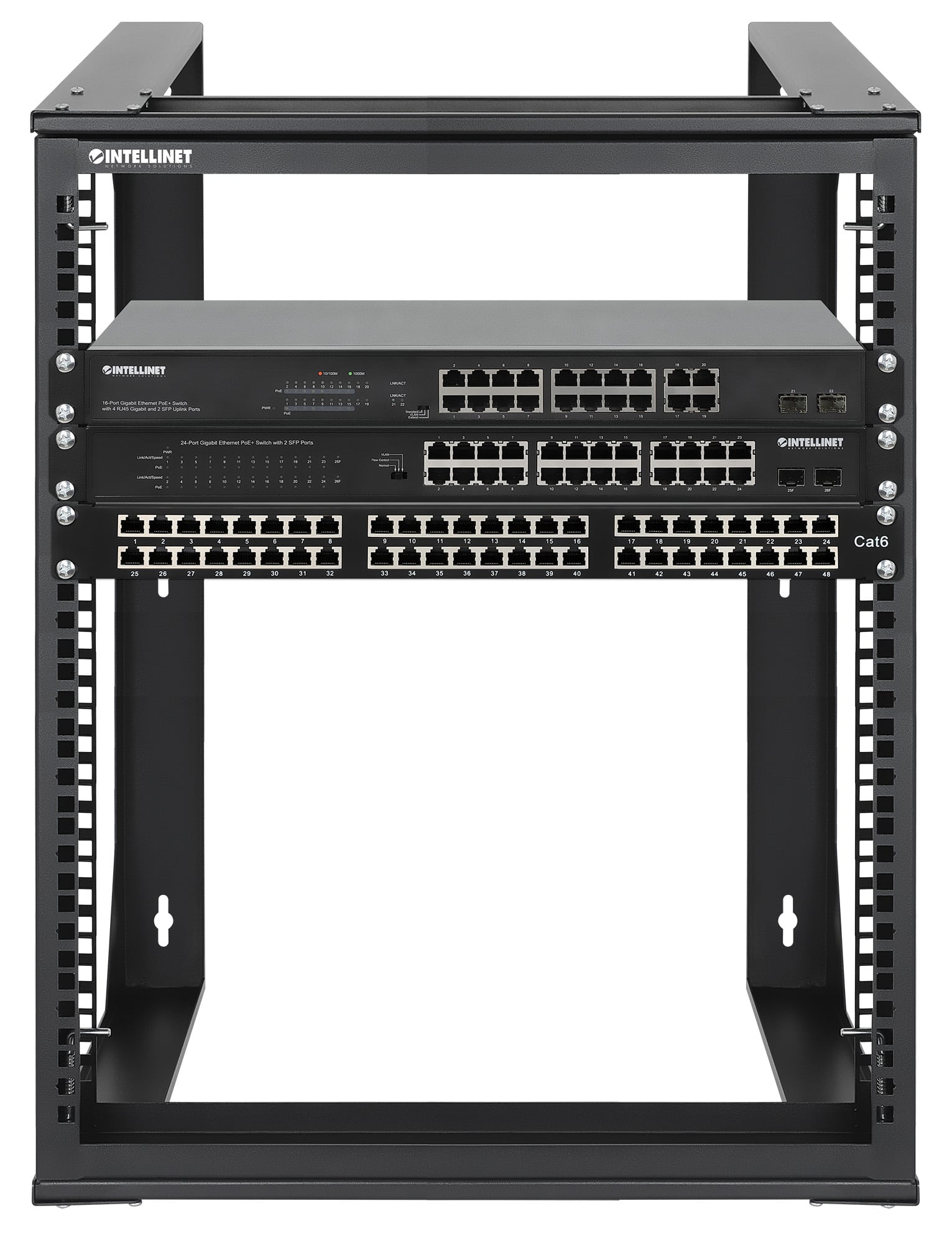 Armadio a Muro 19'' Open Frame 2 Montanti Flat Pack 12U - Intellinet I-CASE OFSW-1250FPBK
