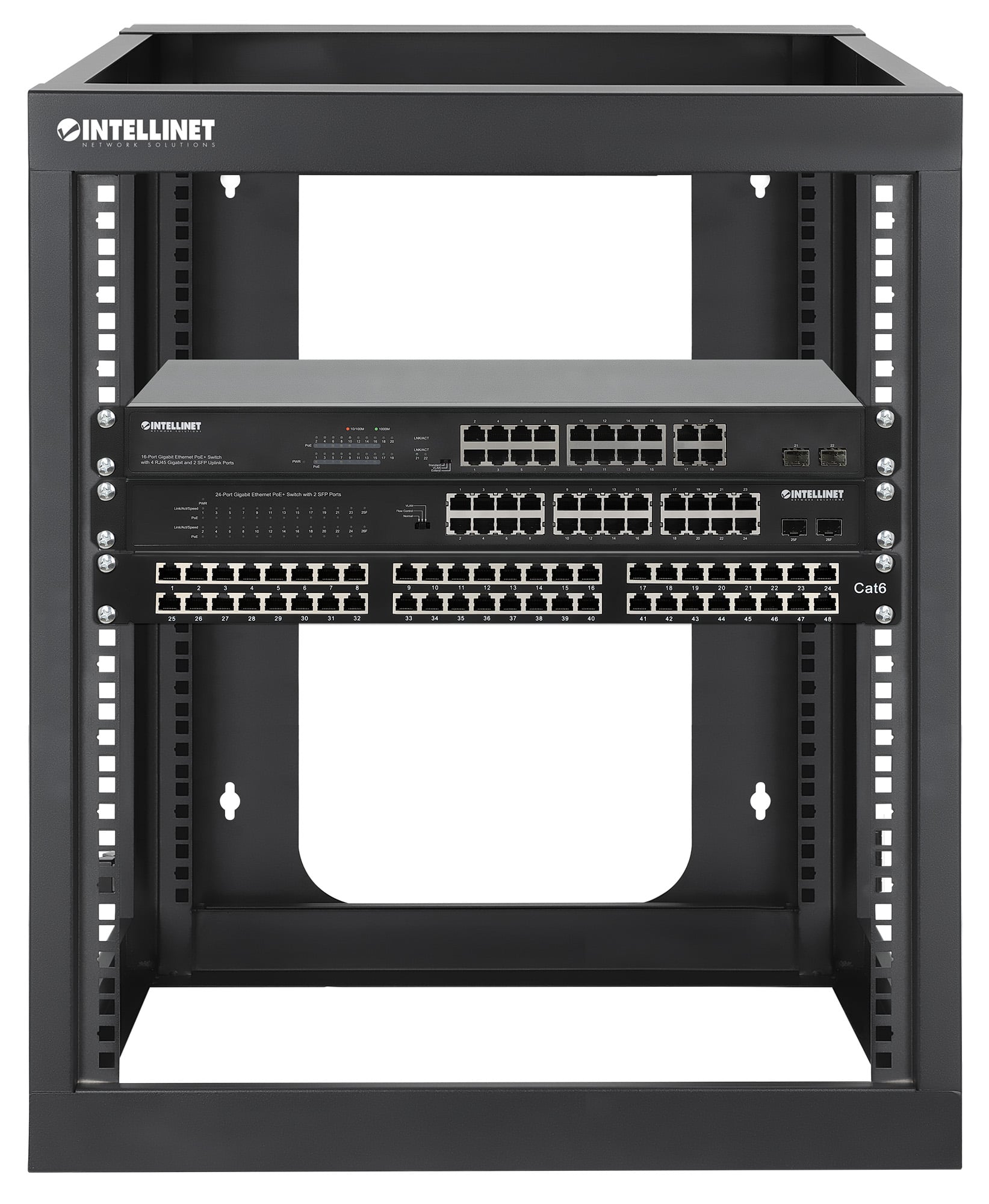 Armadio a Muro 19'' Open Frame 4 Montanti 12U - Intellinet I-CASE OFSW-1260BK