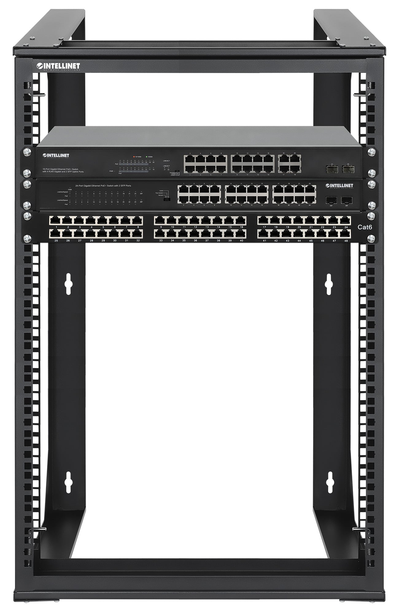 Armadio a Muro 19'' Open Frame 2 Montanti Flat Pack 15U - Intellinet I-CASE OFSW-1550FPBK