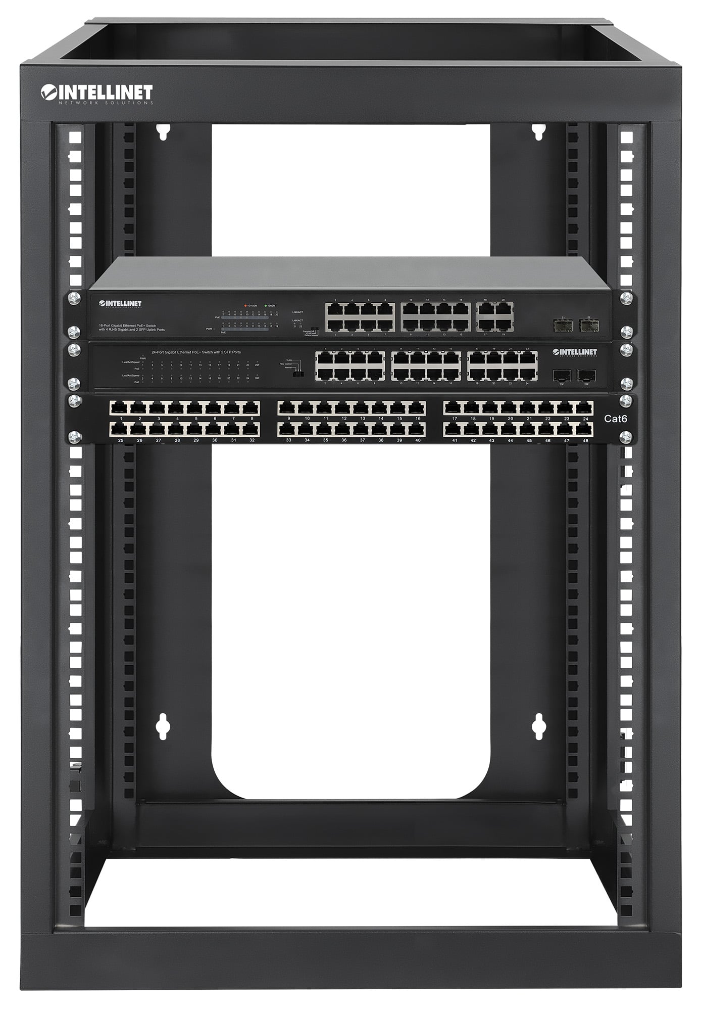 Armadio a Muro 19'' Open Frame 4 Montanti 15U - Intellinet I-CASE OFSW-1560BK