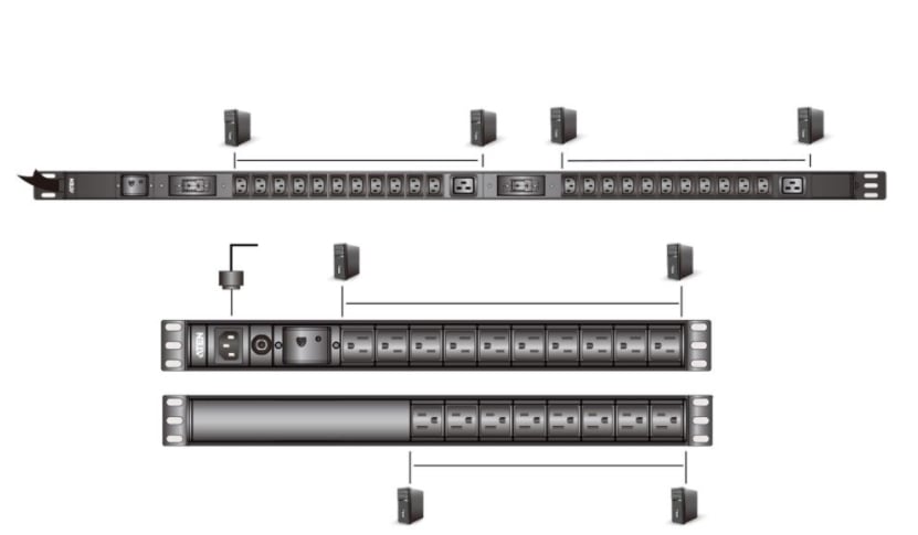 Multipresa Rack PDU 1U 18 porte IEC-C13 Protezione Sovratensione - I-CASE PE-0118SG