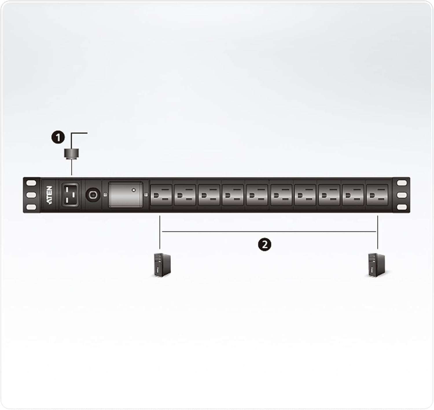 Rack PDU Multi-Station 1U 9 Overvoltage Protection Captures - I-CASE PE-0209SG