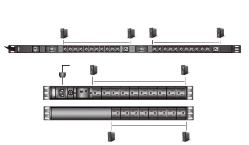 Multipresa Rack PDU 1U 16 porte IEC-C13 Protezione Sovratensione - I-CASE PE-0216SG