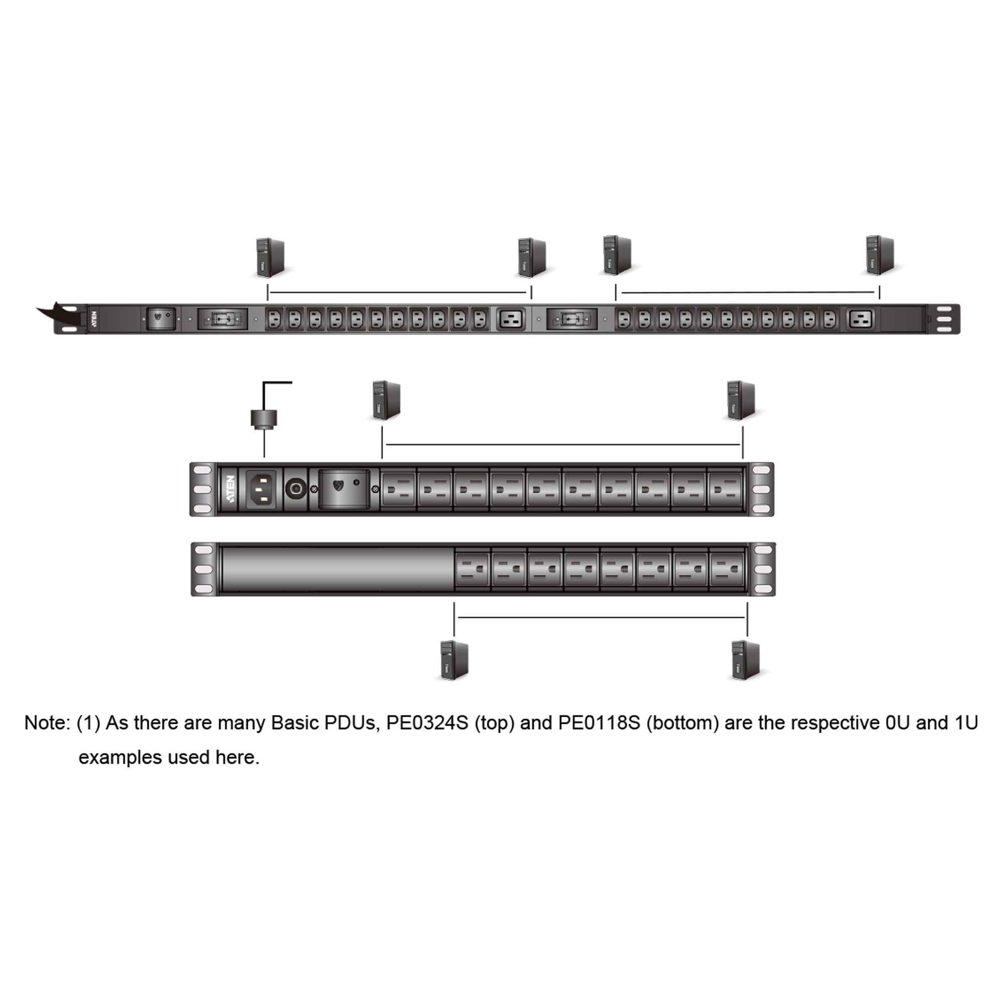 Multipresa Rack PDU 1U 22p IEC-C13 2p C19 Protezione Sovratensione - I-CASE PE-0324SG
