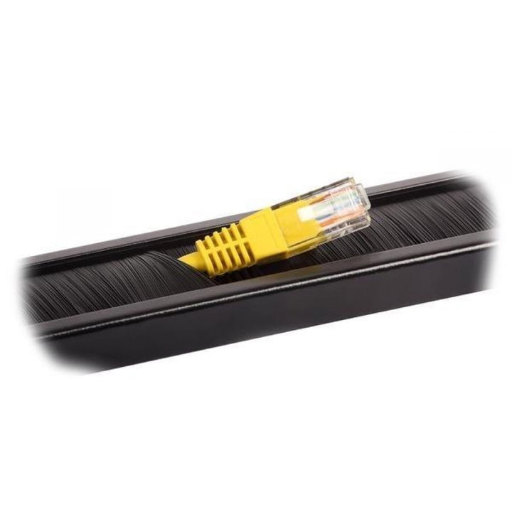 Cable Management Panel 1U Perforated with Brush Black - Techly Professional I-CASE PSC-NETY