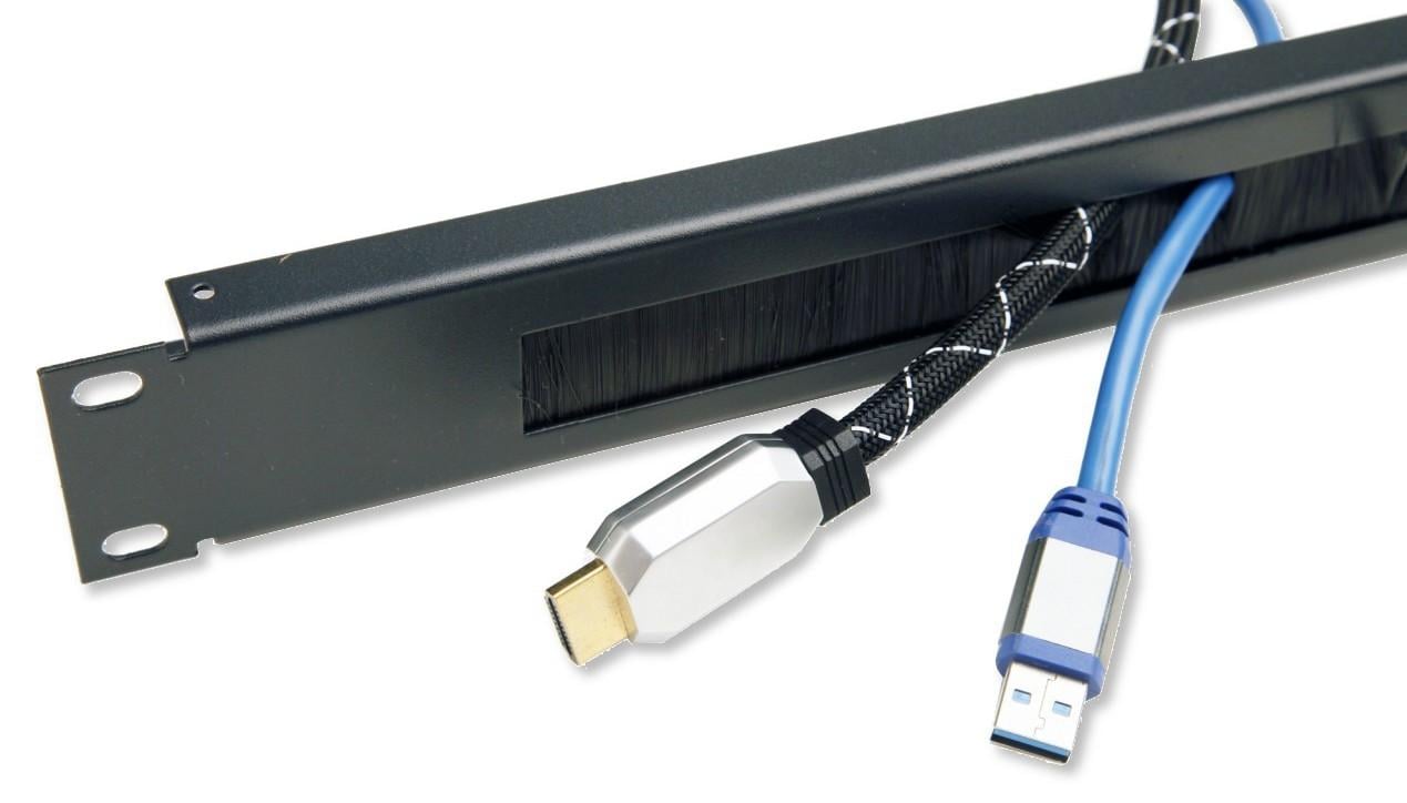 Pannello Passacavi 1U con Coda Fissacavi e Spazzola Antipolvere Nero - Intellinet I-CASE PSC-PCNE