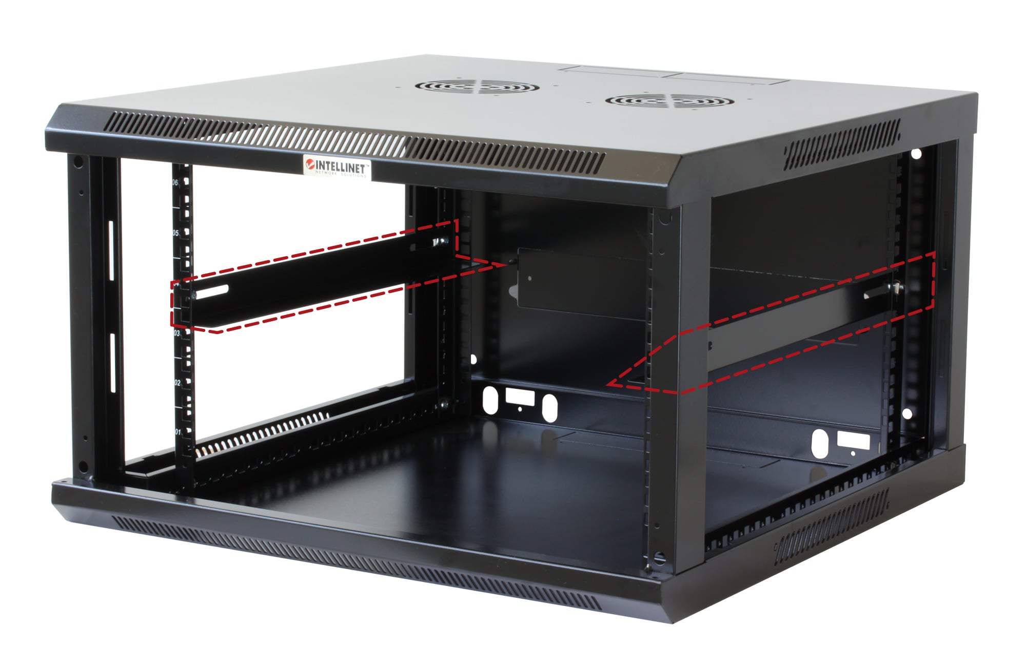 Coppia staffe a L Laterale per Rack 19'' a Muro Prof. 450mm Nero - Intellinet I-CASE RAIL-450EW