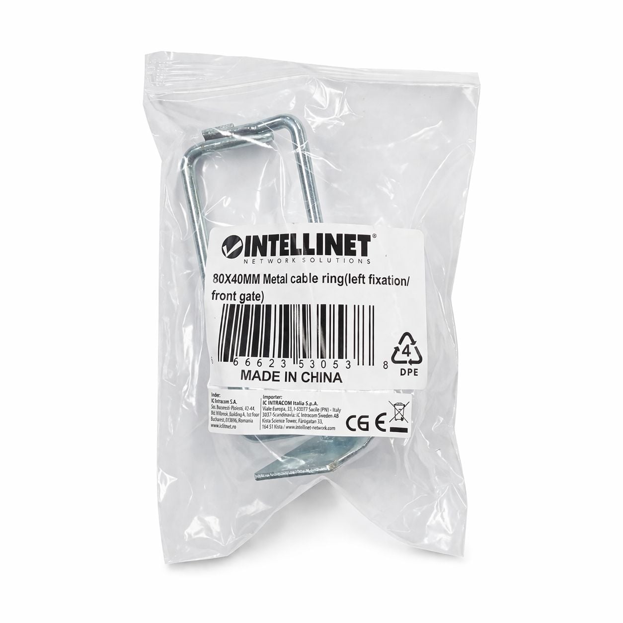 Anello Passacavi Laterale 40x80 mm in Metallo per Armadi Rack - Intellinet I-CASE RING-SLIM48I