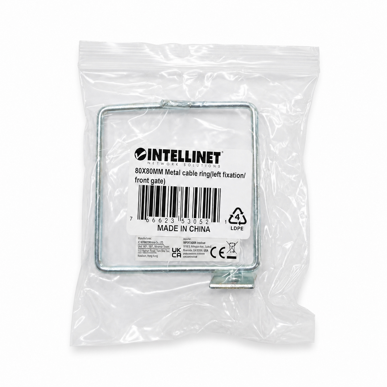 Anello Passacavi Laterale 80x80 mm in Metallo per Armadi Rack - Intellinet I-CASE RING-SLIM88I