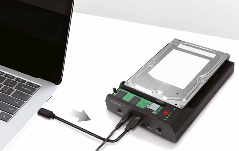External duplication box USB 3.2 Gen 2 Dual Bay Quickport One-Key Offline Portable clone - Logilink I-CASE SATA 57