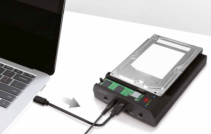 External duplication box USB 3.2 Gen 2 Dual Bay Quickport One-Key Offline Clone Portable - Logilink I-CASE SATA57