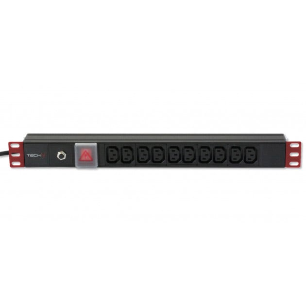 10 VDE rack seats 19" with plug switch C14 1U - Techly Professional I-CASE STRIPS-10C