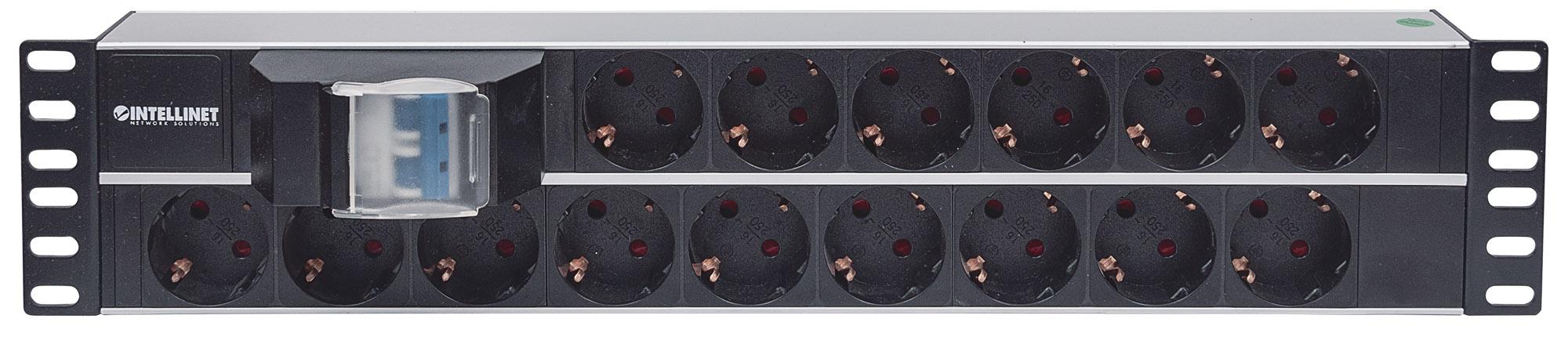 Multipresa 15 Posti da Rack 19'' 2U con Spina Schuko Angolata 2U - Intellinet I-CASE STRIP-115SH