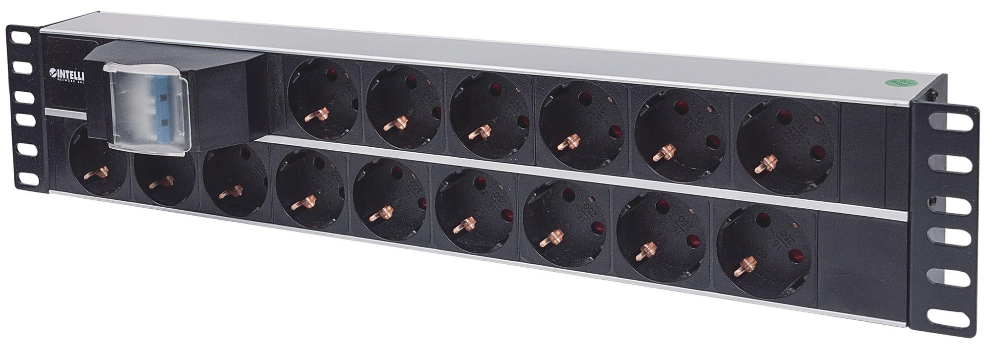 Multipresa 15 Posti da Rack 19'' 2U con Spina Schuko Angolata 2U - Intellinet I-CASE STRIP-115SH