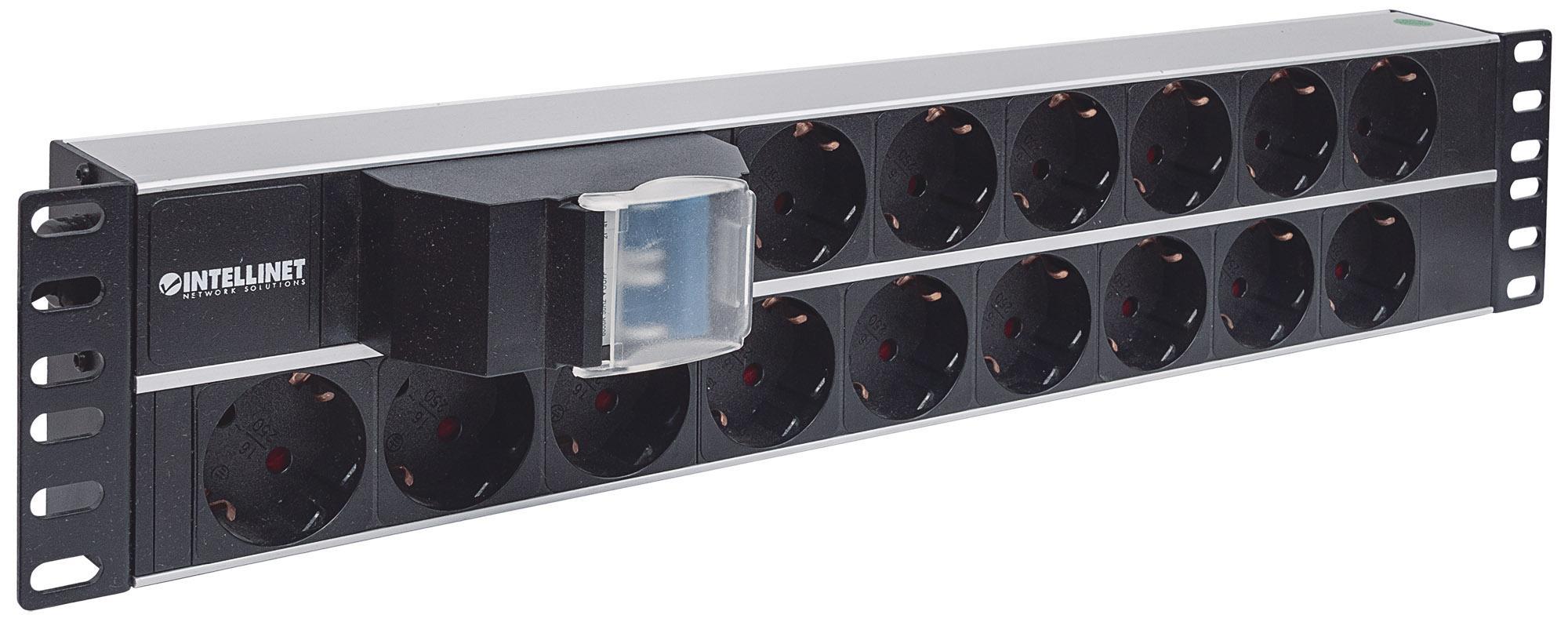 Multipresa 15 Posti da Rack 19'' 2U con Spina Schuko Angolata 2U - Intellinet I-CASE STRIP-115SH
