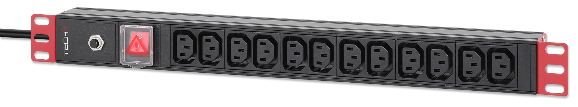 12 VDE rack seats 19" with plug switch C20 1U - Techly Professional I-CASE STRIPS-12C