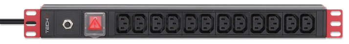 Multipresa 12 Posti VDE da Rack 19" con Interruttore Spina C20 1U - Techly Professional I-CASE STRIP-12C