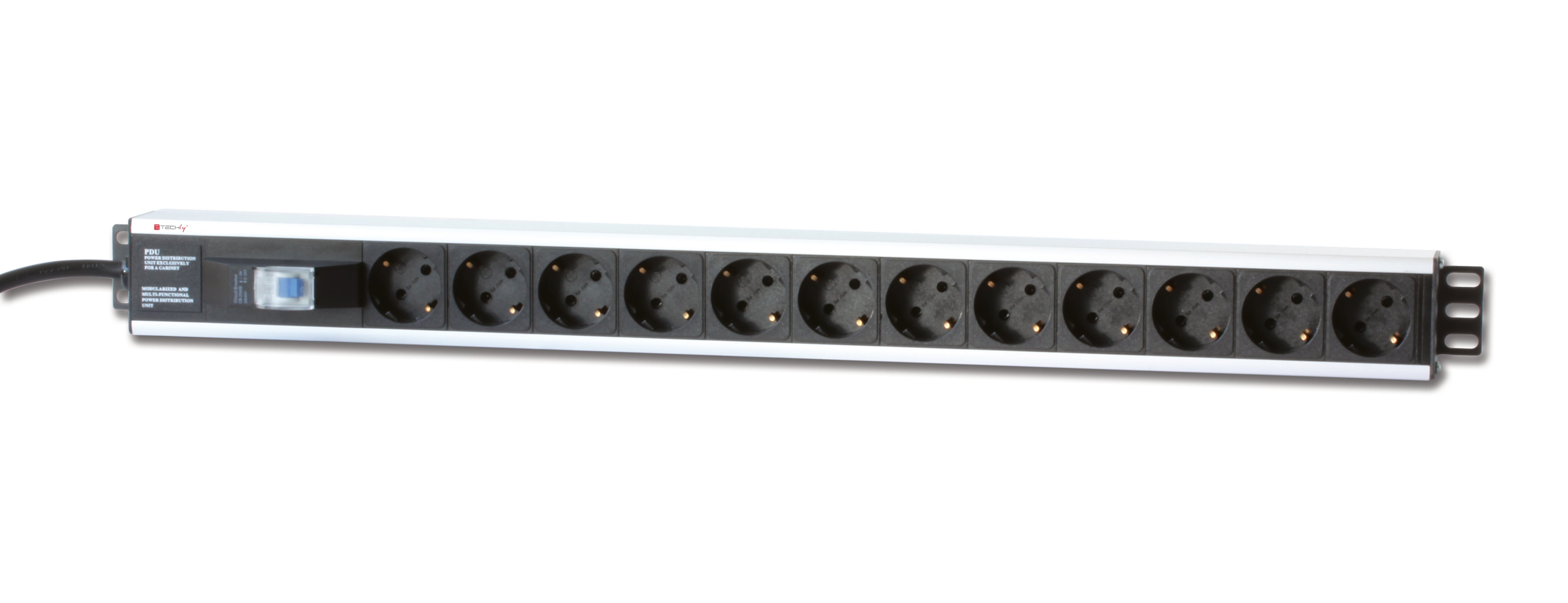Multipresa Verticale per Rack 12 Posti Schuko con Magnetotermico Spina Schuko Angolata - Techly Professional I-CASE STRIP-12SH