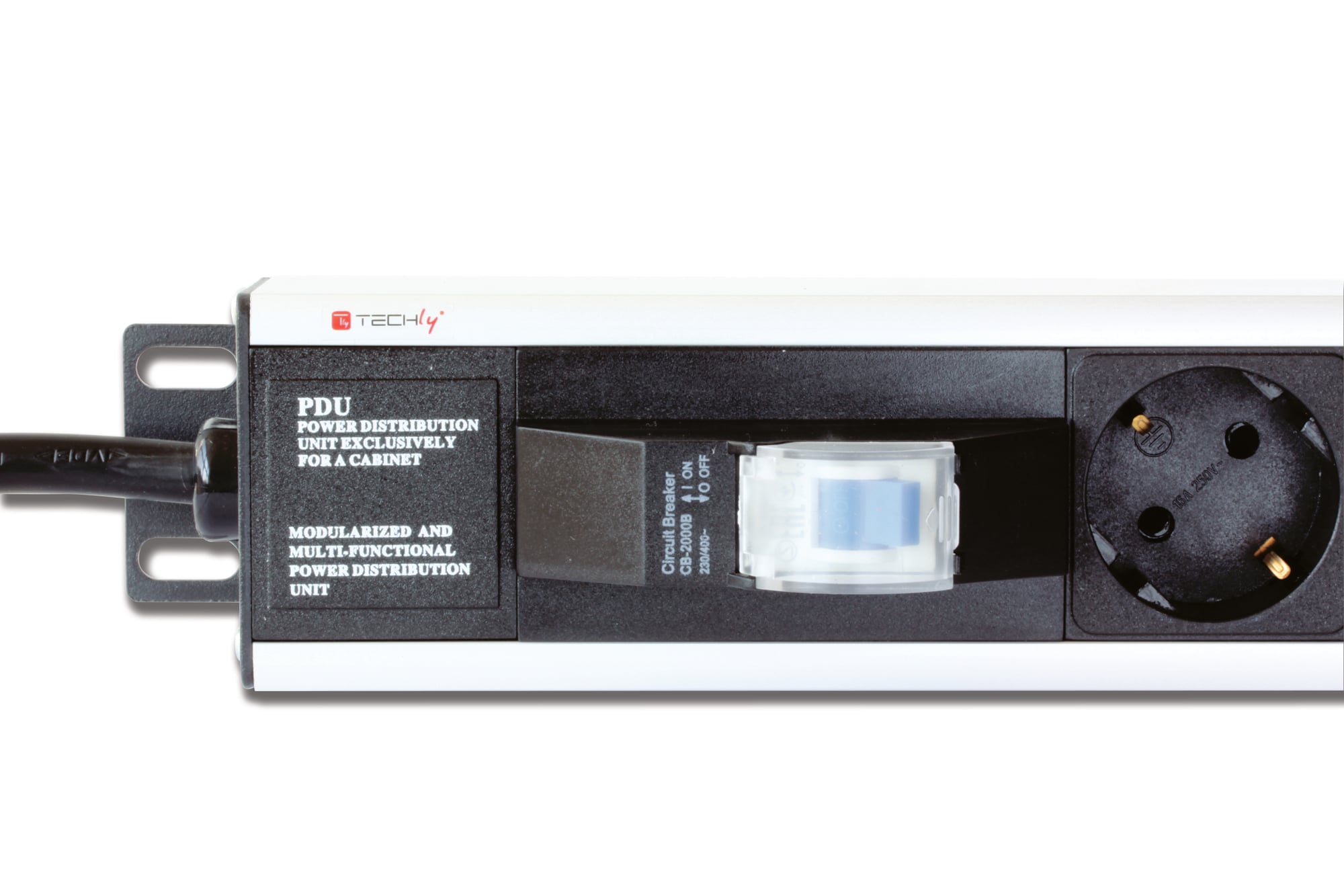 Multipresa Verticale per Rack 12 Posti Schuko con Magnetotermico Spina Schuko Angolata - Techly Professional I-CASE STRIP-12SH