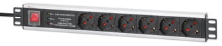 Power strip 6 outlets rack 19" with protection 1.5U Italian plug - Techly Professional I-CASE STRIP-13P