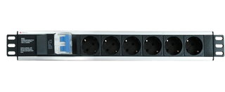 Multipresa 6 Posti da Rack 19" Magnetotermico Spina Schuko Angolata 1.5U - Techly Professional I-CASE STRIP-16SH